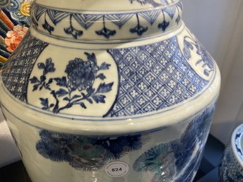 A large Chinese blue and white 'deer and crane' vase, Qianlong