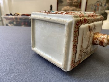 A large Chinese faux-bamboo 'mandarin' teapot and cover, Qianlong