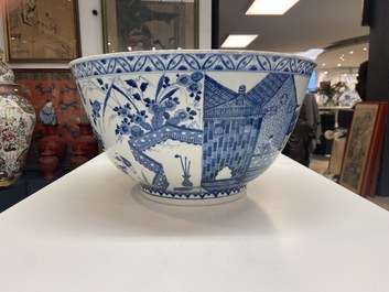 An exceptionally large Chinese blue and white bowl, Kangxi