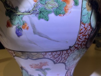 A Chinese famille verte vase with birds near flowery branches, Kangxi