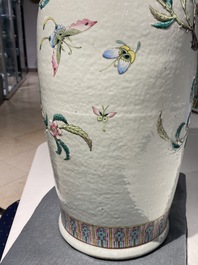 A Chinese famille rose molded 'nine peaches' vase, 19th C.