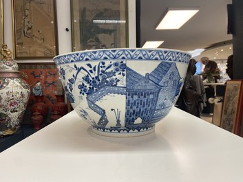 An exceptionally large Chinese blue and white bowl, Kangxi