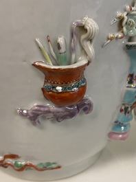 A Chinese famille rose vase with applied 'antiquities' design, Yongzheng
