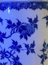 A Chinese blue and white soft paste 'sanduo' 'lantern' vase, Qianlong