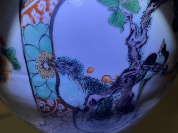 A Chinese famille verte vase with birds near flowery branches, Kangxi