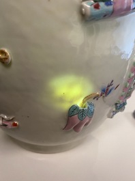 A Chinese famille rose vase with applied 'antiquities' design, Yongzheng