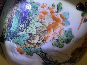 A Chinese famille verte vase with birds near flowery branches, Kangxi