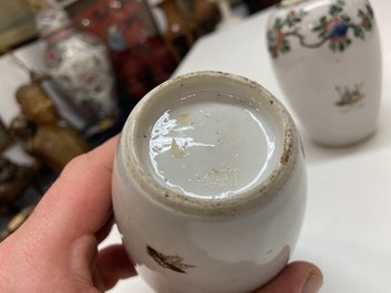 A pair of Chinese famille verte jars with birds among blossoming branches, Kangxi