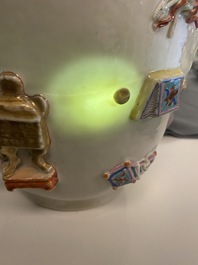 A Chinese famille rose vase with applied 'antiquities' design, Yongzheng