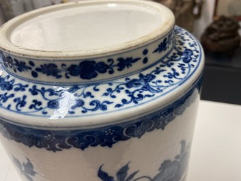 A Chinese blue and white soft paste 'sanduo' 'lantern' vase, Qianlong