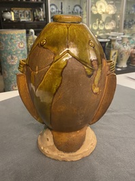 A Chinese sancai-glazed 'twin fish' vase, probably Song