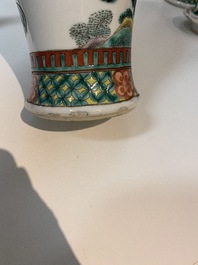 A Chinese famille verte five-piece garniture, Kangxi mark, 19th C.
