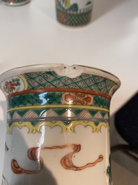 A Chinese famille verte five-piece garniture, Kangxi mark, 19th C.