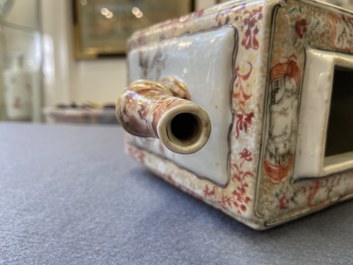 A large Chinese faux-bamboo 'mandarin' teapot and cover, Qianlong