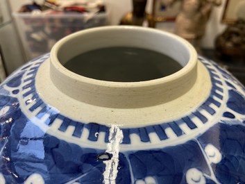 Four Chinese blue and white 'antiquities' jars and covers, 19th C.