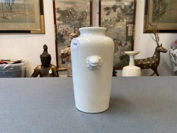 A Chinese Dehua blanc de Chine rouleau vase, Kangxi