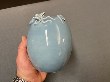 A Chinese monochrome lavender-blue brush washer with a dragon, Yongzheng mark, Republic