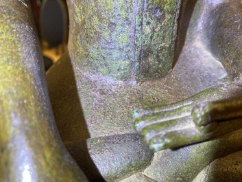 A large Burmese bronze figure of Buddha, 17/18th C.