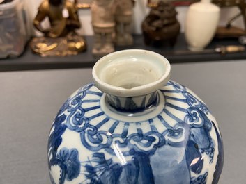 A Chinese blue and white 'meiping' vase with cranes, Wanli