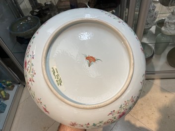 A Chinese famille rose 'quails' dish, 19/20th C.