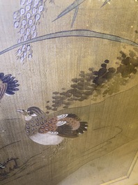 Chinese school, ink and color on silk: 'Landscape with birds', 17/18th C.