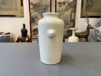 A Chinese Dehua blanc de Chine rouleau vase, Kangxi