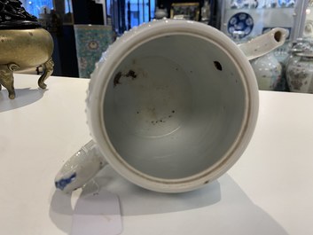 A Chinese blue and white 'antiquities' teapot and cover, Kangxi