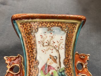 A Chinese famille rose 'mandarin' vase and cover, Qianlong