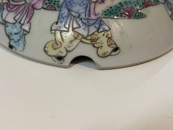 A Chinese famille rose 'playing boys' lantern on stand, Republic