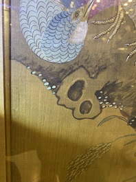 Chinese school, ink and color on silk: 'Landscape with birds', 17/18th C.