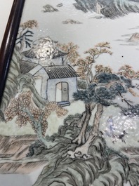 A Chinese qianjiang cai 'landscape' plaque, 19/20th C.