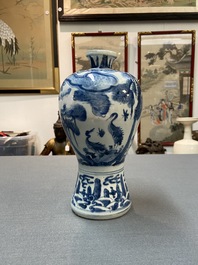 A Chinese blue and white 'meiping' vase with cranes, Wanli