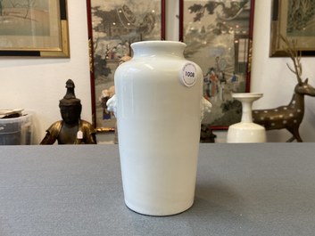 A Chinese Dehua blanc de Chine rouleau vase, Kangxi