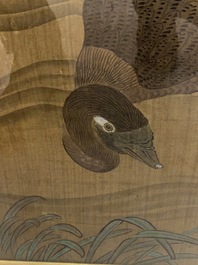 Chinese school, inkt en kleur op zijde: 'Eenden en vogels bij het water', late Ming/vroege Qing