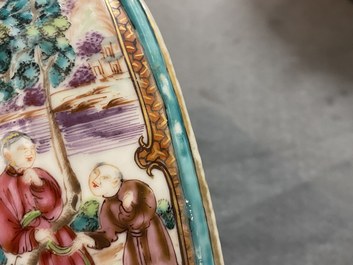 A Chinese famille rose 'mandarin' vase and cover, Qianlong