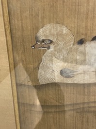 Chinese school, inkt en kleur op zijde: 'Eenden en vogels bij het water', late Ming/vroege Qing