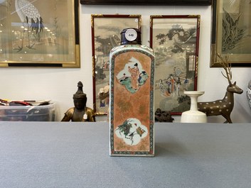 A Chinese square famille verte bottle, Kangxi