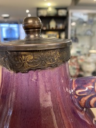 A Chinese lamp-mounted flamb&eacute;-glazed vase, Qianlong