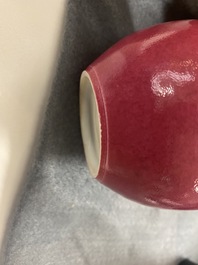 A Chinese monochrome ruby-pink bottle vase, Qing