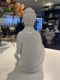 A Chinese Dehua blanc de Chine figure of Guanyin, Boji Yuren mark, 18/19th C.