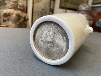A Chinese Dehua blanc de Chine rouleau vase, Kangxi