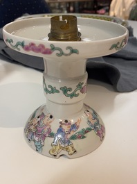 A Chinese famille rose 'playing boys' lantern on stand, Republic