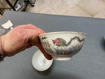Four Chinese famille rose 'spring festival' bowls, 19th C.