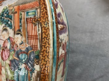 A Chinese famille rose 'mandarin' vase and cover, Qianlong