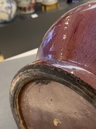 A Chinese lamp-mounted flamb&eacute;-glazed vase, Qianlong