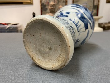 A Chinese blue and white 'meiping' vase with cranes, Wanli