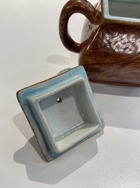 A Chinese 'faux-bois' teapot and cover, Qianlong mark, Republic