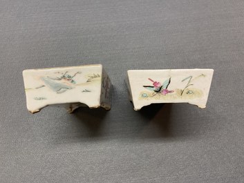Een diverse collectie Chinees blauw-wit en famille rose porselein, 19/20e eeuw