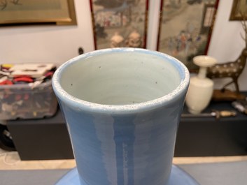 A large Chinese monochrome 'tianqiu ping' claire de lune vase, 19th C.