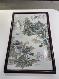 A Chinese qianjiang cai 'landscape' plaque, 19/20th C.